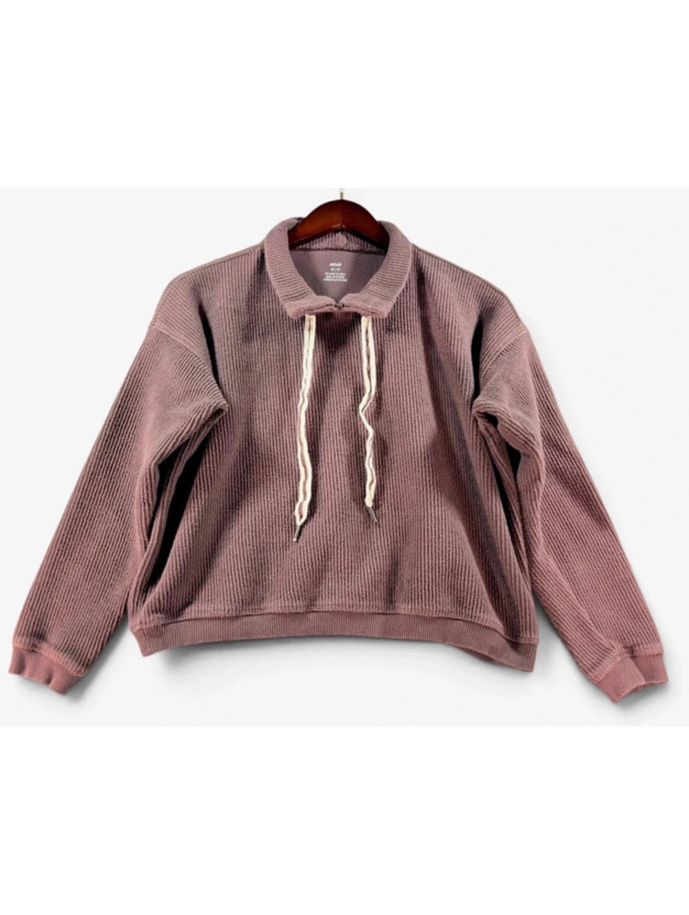 Aerie Corded Collared Pullover Sweatshirt Mauve Brown Size XS